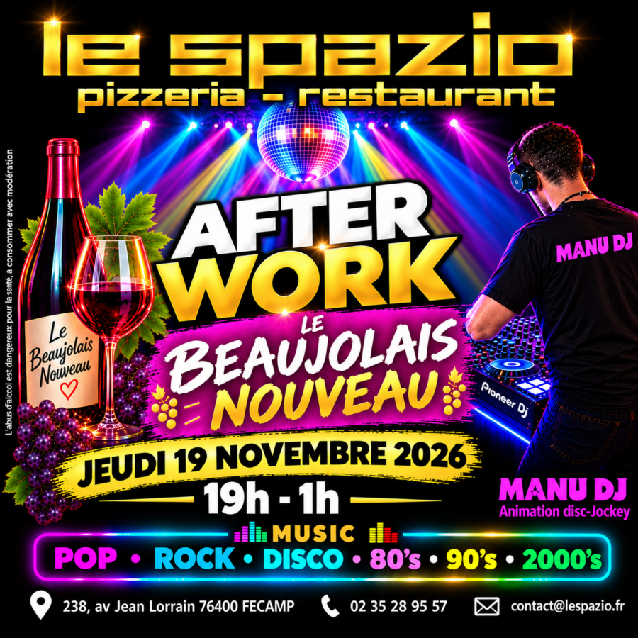 Afterwork Beaujolais jeudi 19 novembre 2026 - Le Spazio à Fécamp